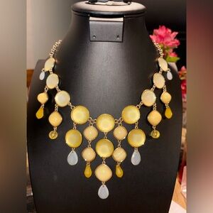 Lauren Conrad L/C Yellow Gold and Cream Chandelier Statement Necklace